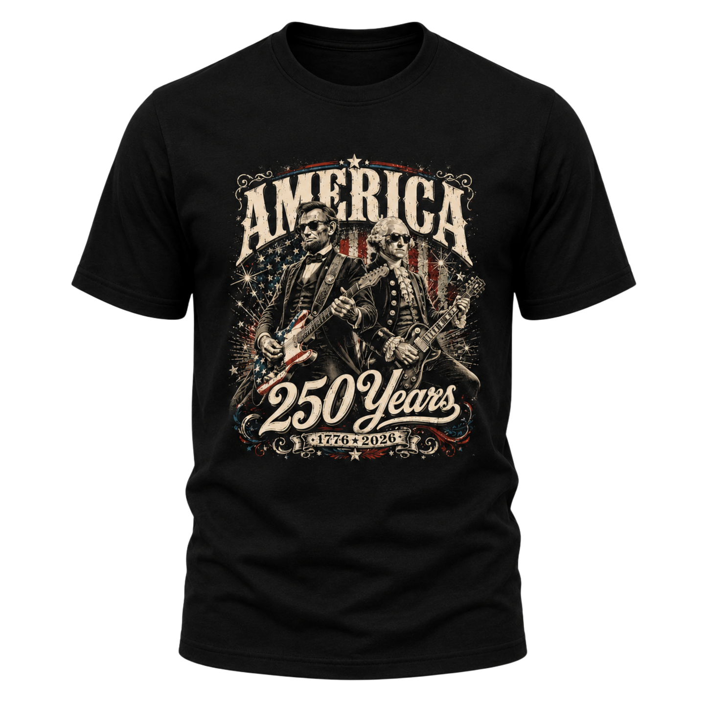 America 250 Years T-Shirt - 1776-2026 Patriotic Rock Tee